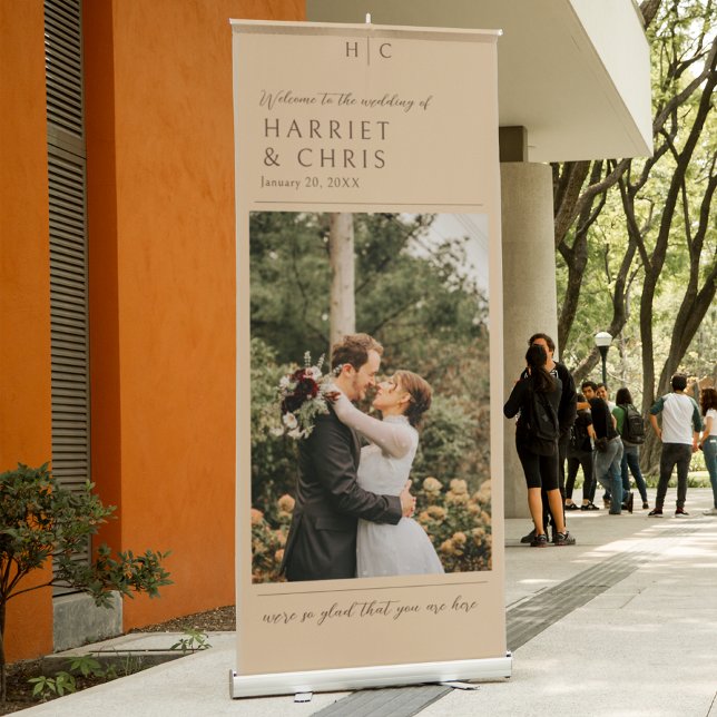 Elegant Vintage Photo Wedding Welcome Retractable Banner (Creator Uploaded)