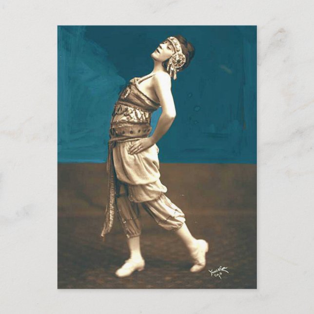 Elegant Vintage Photograph Harem Dancer 1920s Postcard (Front)