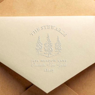 Elegant Vintage Pine-trees Family Address Winter Embosser