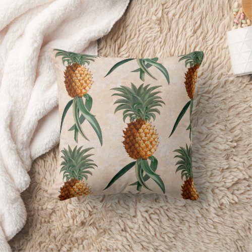 Elegant Vintage Pineapple Tropical Throw Pillow