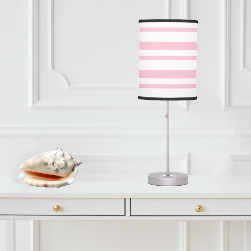 Elegant Vintage Pink and White Candy Stripes Table Lamp