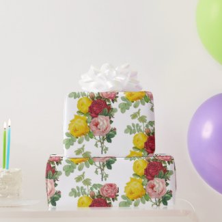 Elegant Vintage Pink and Yellow Roses 