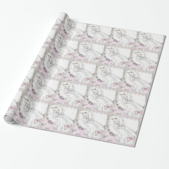 Elegant Vintage Pink Baby Shower Wrapping Paper