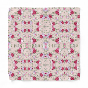 Elegant Vintage Pink & Burgundy Floral Pattern Bandana