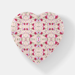 Elegant Vintage Pink & Burgundy Floral Pattern Paperweight