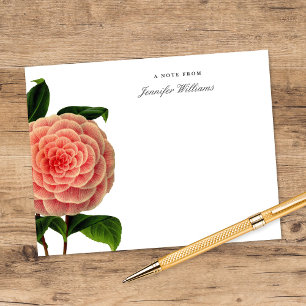 Elegant Vintage Pink Camilla Floral w/ Name Note Card