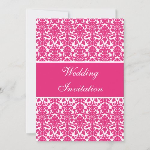 Elegant Vintage Pink Damask Wedding Invitation