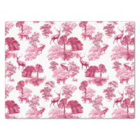 Elegant Vintage Hot Pink Toile Deer Woodland Wrapping Paper Sheets