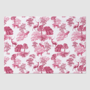Elegant Vintage Pink Deer Fox Toile Woodland Tissue Paper