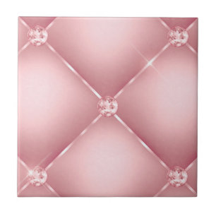 Elegant Vintage Pink Diamond Tuft Pattern Ceramic Tile
