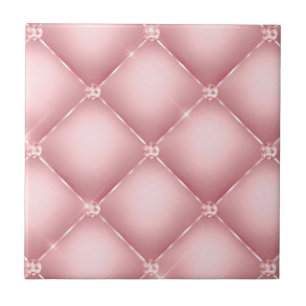 Elegant Vintage Pink Diamond Tuft Pattern Ceramic Tile