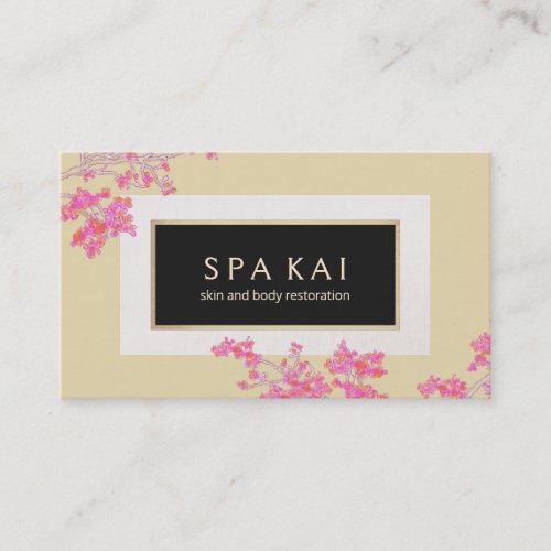 Elegant Vintage Pink Floral Gold Beauty Salon Business Card