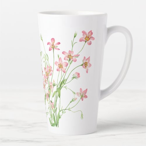 Elegant Vintage Pink Floral Large Latte Mug