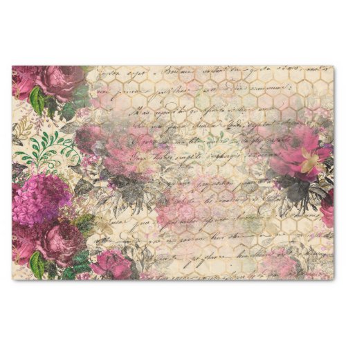 Elegant Vintage Pink Floral  Tissue Paper