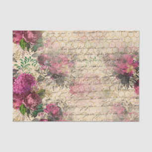 Elegant Vintage Pink Floral Tissue Paper