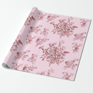 Elegant Vintage Pink Floral Wrapping Paper
