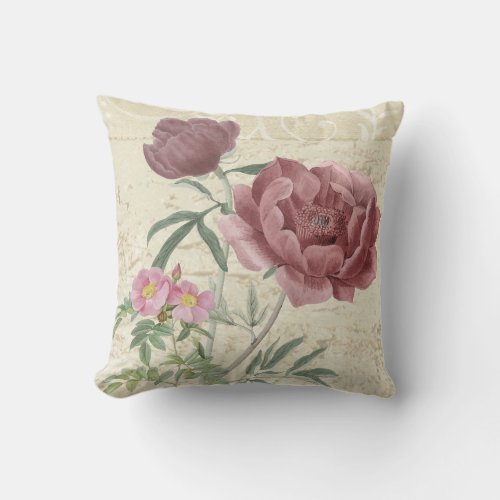 Elegant Vintage Pink Flower Cushion Add a Touch  Throw Pillow