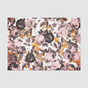 Elegant Vintage Pink Gold Roses Floral Tissue Paper