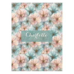 Elegant Vintage Pink & Green Floral Personalized Tablecloth
