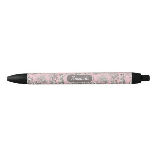 Elegant vintage pink grey toile de jouy pen