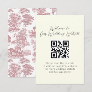 Elegant Vintage Pink Horse Toile Wedding Enclosure Card