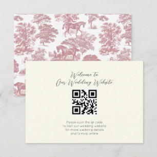 Elegant Vintage Pink Horse Toile Wedding Enclosure Card