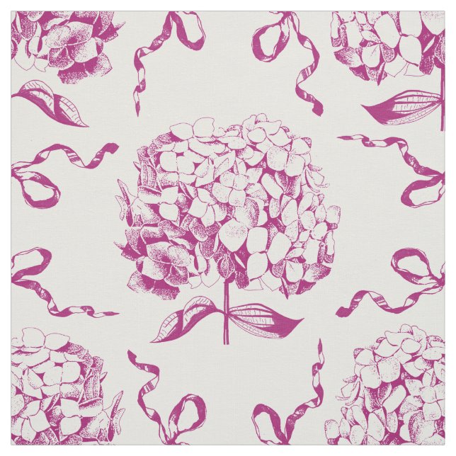 Elegant Vintage Pink Hydrangea Flower Bows  Fabric (Swatch)