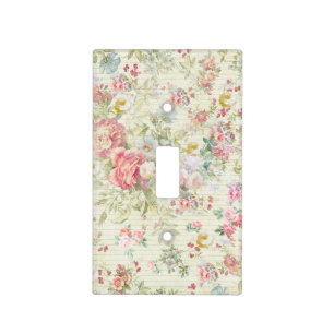 Elegant vintage pink pastel floral pattern light switch cover