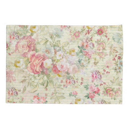 Elegant Vintage Pink Pastel Floral Pattern Pillow Case