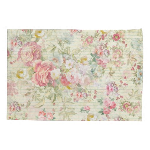 elegant vintage pink pastel floral pattern pillow case