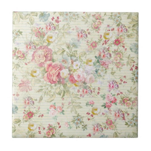 Elegant vintage pink pastel floral pattern tile