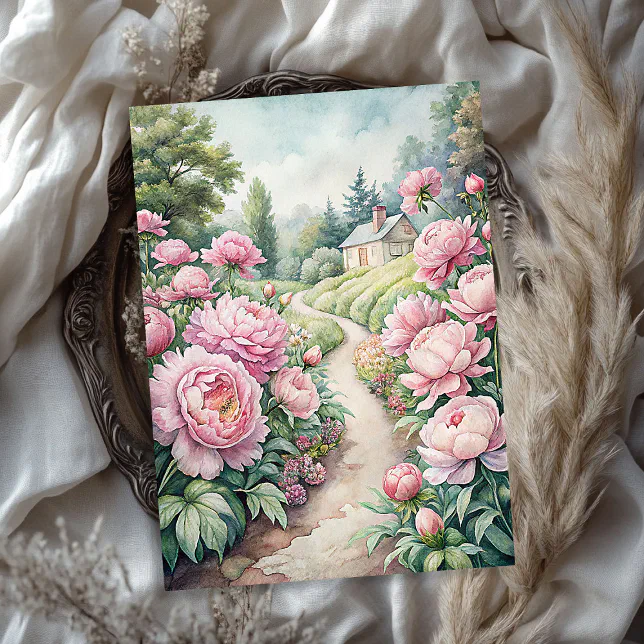 Peony Rice Paper Elegant vintage pink peonies garden rice paper | Zazzle