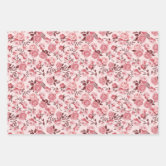 Elegant Pink Rose Floral Gold Bouquet Wrapping Paper Sheets