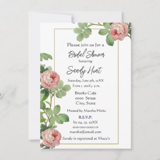Elegant Vintage Pink Rose Floral Bridal Shower