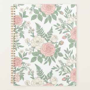 Elegant Vintage Pink Rose Floral Notebook Journal