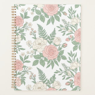 Elegant Vintage Pink Rose Floral Notebook Journal