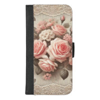Elegant Vintage Pink Rose Floral with Lace