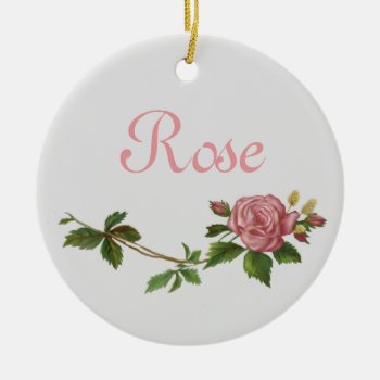 Elegant Vintage Pink Rose  Love Forever Ceramic Ornament by randysgrandma at Zazzle