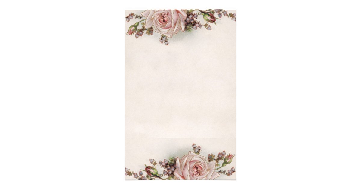 Elegant Vintage Pink Rose Stationery Zazzle Com