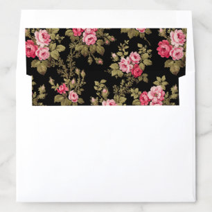 Elegant Vintage Pink Roses-Black Background Envelope Liner