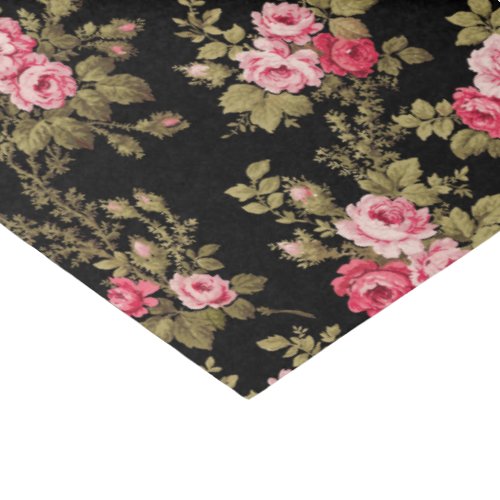 Elegant Vintage Pink Roses_Black Background Tissue Paper