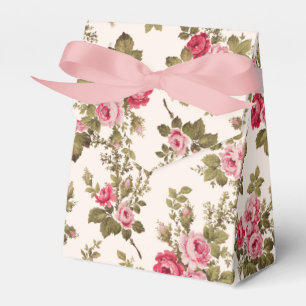 Elegant Vintage Pink Roses-Buff Background Favor Boxes