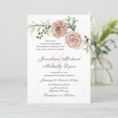 Elegant Vintage Pink Roses Christian Wedding Invitation (Standing Front)