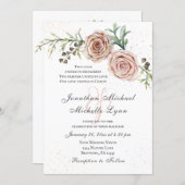 Elegant Vintage Pink Roses Christian Wedding Invitation (Front/Back)