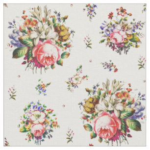 Elegant Vintage Pink Roses Floral Pattern  Fabric