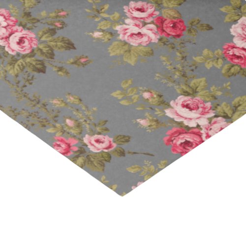 Elegant Vintage Pink Roses_Gray Background Tissue Paper