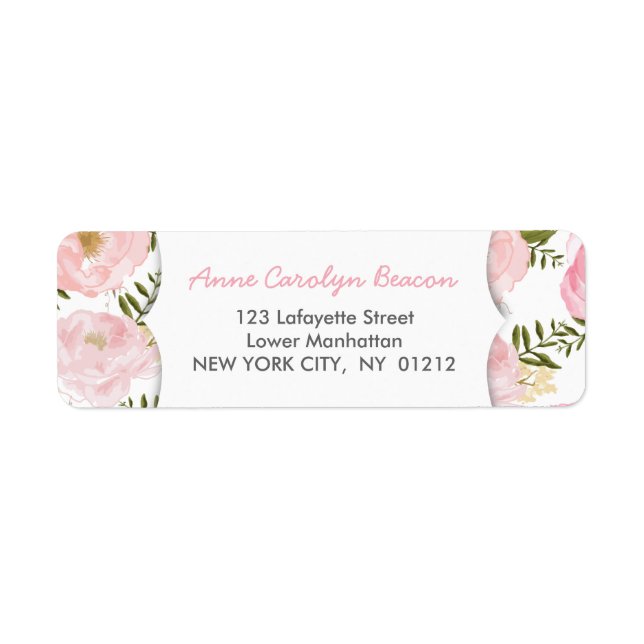 Elegant Vintage Pink Roses Label (Front)