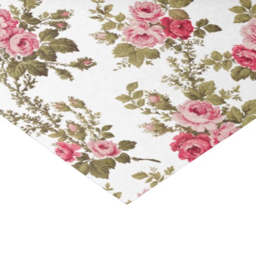 Elegant Vintage Pink Roses_White Background Tissue Paper