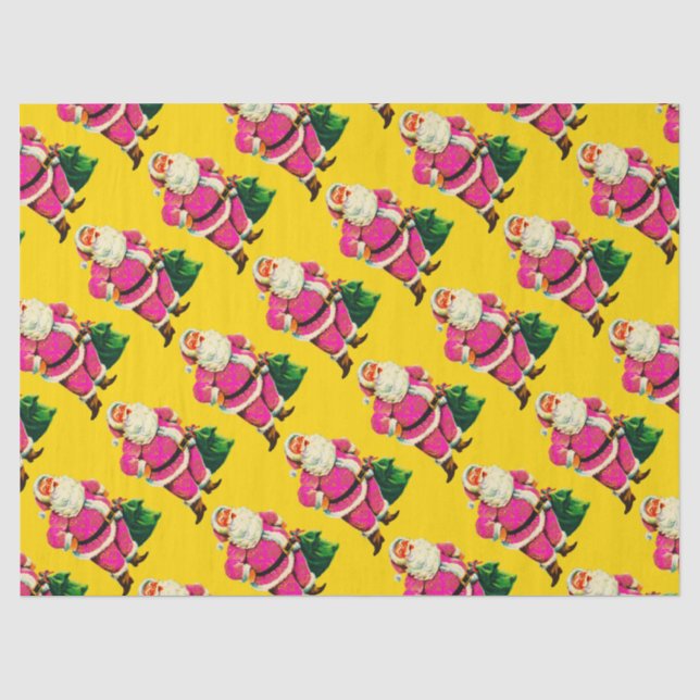 Elegant Vintage pink Santa Christmas Delight Tissue Paper (Front)