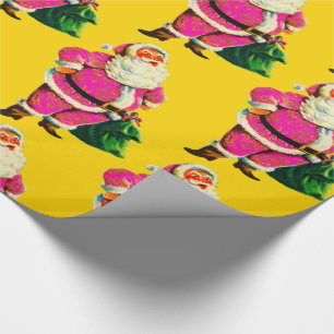 Elegant Vintage pink Santa Christmas Delight Wrapping Paper